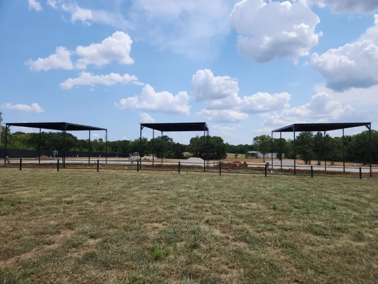 Covered carport RV sites at Longhorn Landing RV Park in Lone Grove, OK
